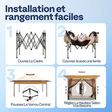 Load image into Gallery viewer, VIVOHOME Tente Écran Tonnelle Pliante Portable résistant à l'eau Barnum Pavillon de Jardin avec Moustiquaire 2 Portes à Fermeture Éclair et Sac Roulant (Beige &amp; Marron, 3x3 m)