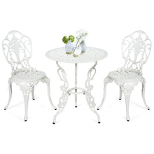 Load image into Gallery viewer, Ensemble Table et 2 Chaises pour Jardin en Aluminium en Forme de Rose Blanc Résistant aux Intempéries -