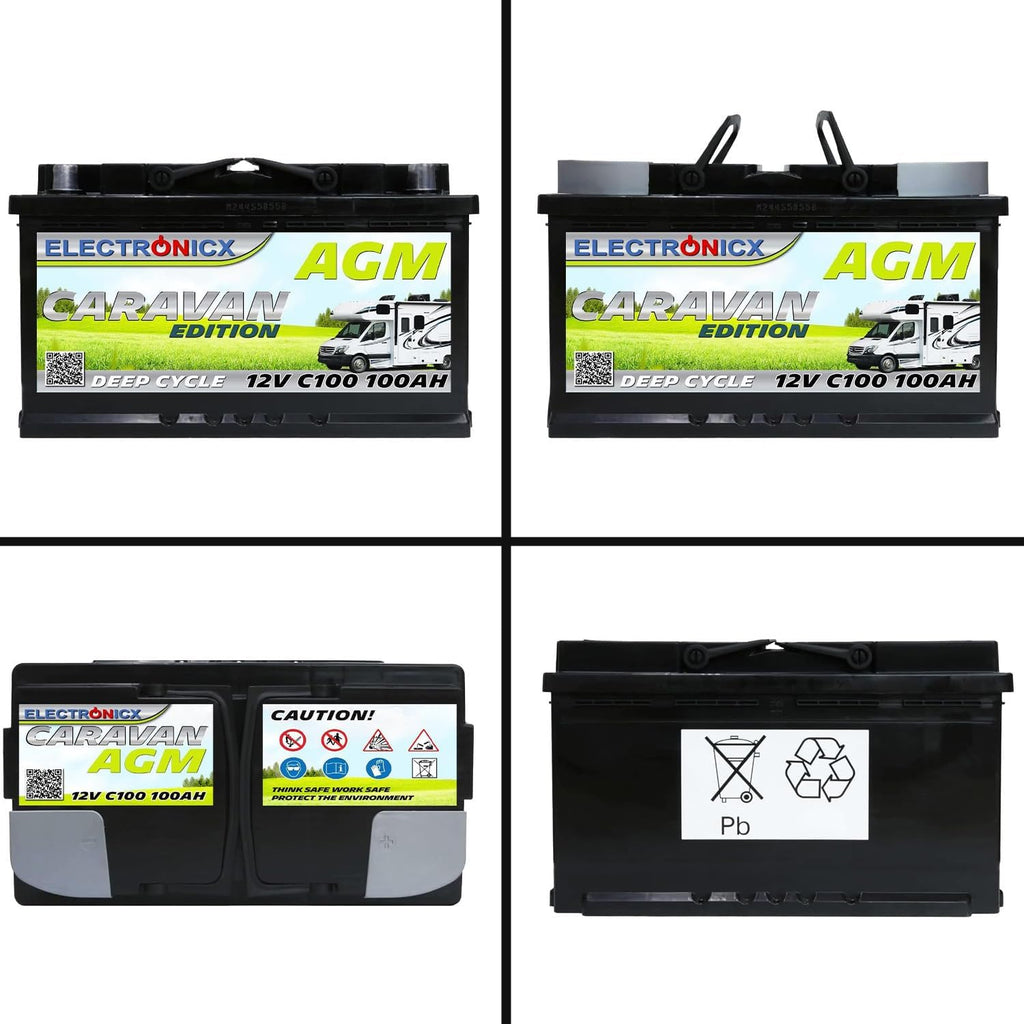 Batterie AGM 12v 100Ah Electronicx Caravan Edition batterie solaire 12v accumulateur 12v batteries solaires alimentation batterie 12v agm caravane batterie camping car batterie gel 12v accumulateur