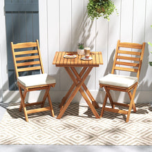Load image into Gallery viewer, Ensemble Bistrot d'Extérieur en Bois d'Acacia Ensemble de Chaises Pliantes et Table Coussins de Siège Sans Accoudoirs à Dossier Haut Blanc -