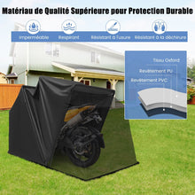 Load image into Gallery viewer, Abri de Moto Extrieur Tente Moto avec Housse en Tissu Oxford Fen锚tres en Maille Enroulables Housse Moto Exterieur tanche pour Moto Vlos Outils Noir -