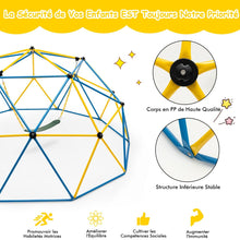 Load image into Gallery viewer, Dôme d'Escalade de 305cm avec Balançoire Cage d'Escalade en Métal Charge Max 363 kg Intérieur Extérieur pour Enfants de 3-10 Ans Jaune/Rouge -