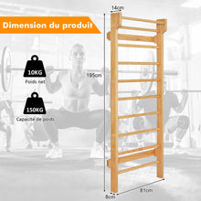 Load image into Gallery viewer, Espalier Mural Espalier de Gymnastique Capacité 150 kg Diamètre Barre 3,3 cm en Bois de Pin 195x80x14cm Naturel -