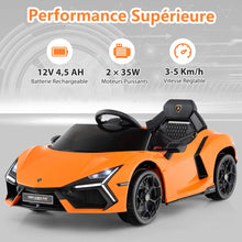 Load image into Gallery viewer, Voiture Electrique 12V pour Enfants Sous Licence Revuelto Télécommande Portes Hydrauliques pour 37-95 Mois Gris/Orange -