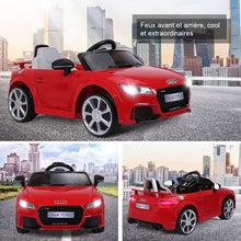 Load image into Gallery viewer, Voiture TTRS Electrique pour Enfants 12V Max. 5 Km/h Double Porte avec Télécommande 2.4G Blanc/Rouge -