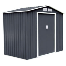 Load image into Gallery viewer, Abri de Jardin en Tôle Galvanisée Cabane de Rangement à Outils Porte Double 2 Aérations,277x191x192cm,Gris et Blanc -