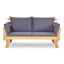 Load image into Gallery viewer, Chaise Longue Convertible avec Coussin Canapé de Jardin 2 en 1 en Bois d’Acacia avec Accoudoir Réglable pour Patio Piscine Jardin Blanc/Gris/Bleu/Rouge -