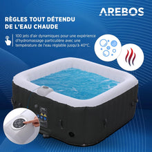 Load image into Gallery viewer, Arebos Spa Gonflable | pour l'intérieur et l'extérieur | 4 Personnes | 154x154cm | 100 Jets de Massage | Spa Bien-être Chauffage | Massage Gonflable Carré | 600 litres