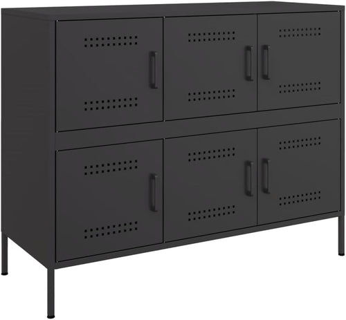 vidaXL Buffet, Armoire avec Pieds et Compartiments, Placard avec Porte, Meuble de Rangement Salon Intérieur, Noir 100,5x39x79 cm Acier
