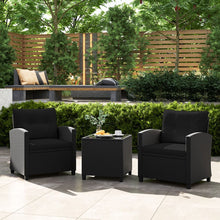Load image into Gallery viewer, Ensemble de Meubles 3 Pices de Patio en Rotin Charge 180KG Salon de Jardin 2 Fauteuils Table Basse avec Plateau Noir/Beige/Blanc -