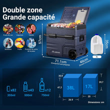 Load image into Gallery viewer, 115L Glaciere Electrique Double Zone,Glaciere a Compression WiFi APP,12 V/24 V et 100-240 V Frigo Camping,-20 鈩 20 鈩pour Voiture,Camion,Bateau,Camping,Car,Caravanes,Voyageant,Maison