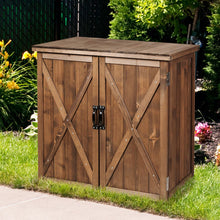 Load image into Gallery viewer, Armoire de Jardin Exterieur en Bois 77,5 x 56 x 72 cm Abri à Outils avec Double Portes Marron -