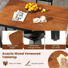 Load image into Gallery viewer, 5-Piece Dining Table Set for 4, Mid-Century Modern Kitchen Table &amp; 4 Chairs with Rubber Wood Legs &amp; Cross Backrest, Space-Saving Dinette Set for Home