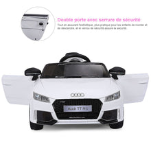 Load image into Gallery viewer, Voiture TTRS Electrique pour Enfants 12V Max. 5 Km/h Double Porte avec Tlcommande 2.4G Blanc/Rouge -