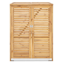 Load image into Gallery viewer, Abri  Poubelle en Bois de 120 L Abri pour Outils d'Extrieur avec Couvercle Ouvrable Doubles Portes Loquet de Verrouillage Naturel -