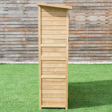 Load image into Gallery viewer, Abri de Jardin en Bois Cabane de Jardin Extérieur Double Portes avec Loquet Toit Incliné en Asphalte Cabanon Jardin Extérieur 140 x 50 x 162 cm Naturel -
