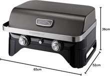 Load image into Gallery viewer, Attitude2go,Barbecue de Table à Faible fumée,BBQ Portable,à Couvercle,thermomètre,et Grille en Fonte,Alimentation : Cartouche de gaz CV 470 Plus,Gris