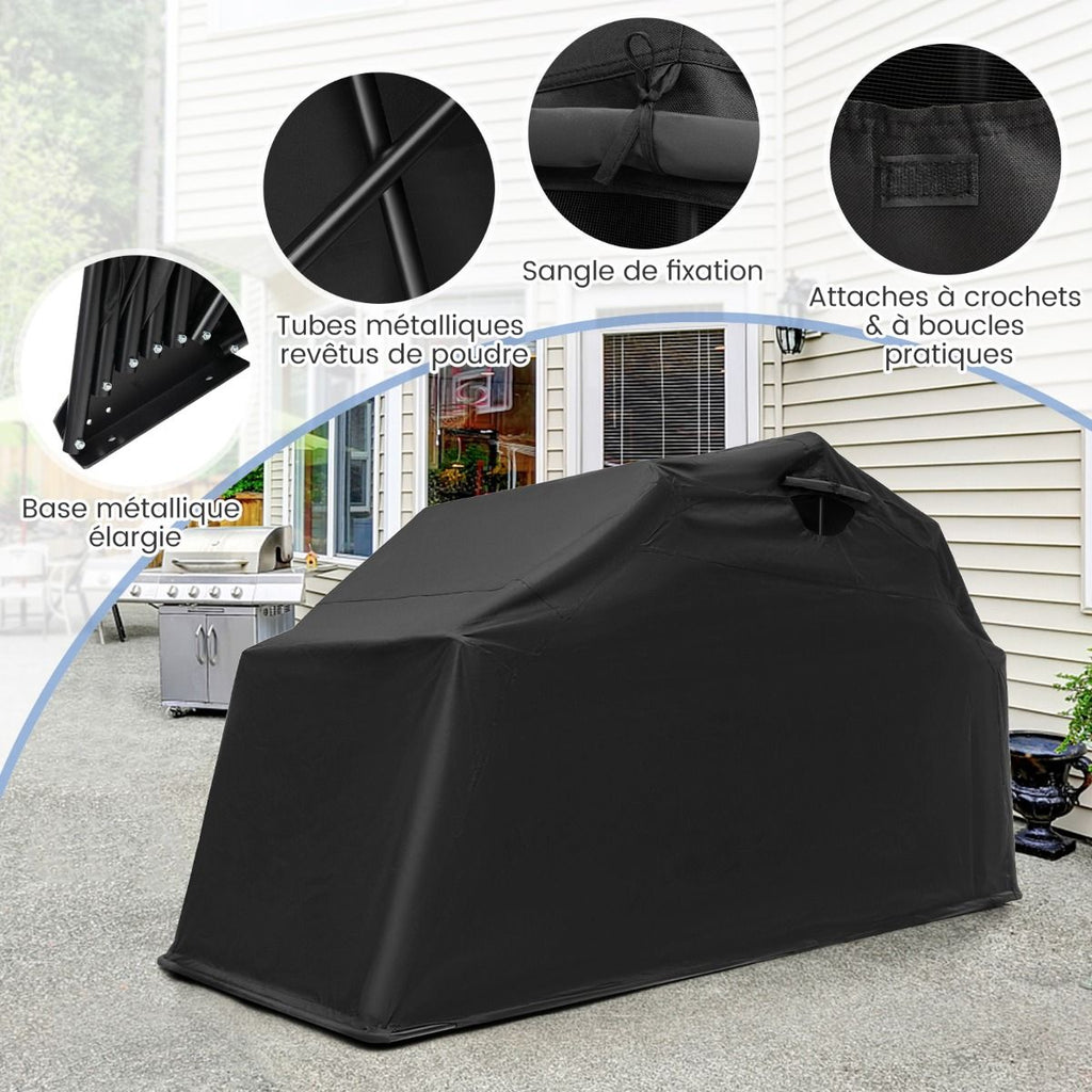 Abri de Moto Extrieur Tente Moto avec Housse en Tissu Oxford Fen锚tres en Maille Enroulables Housse Moto Exterieur tanche pour Moto Vlos Outils Noir -