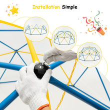 Load image into Gallery viewer, Dôme d'Escalade de 305cm avec Balançoire Cage d'Escalade en Métal Charge Max 363 kg Intérieur Extérieur pour Enfants de 3-10 Ans Jaune/Rouge -