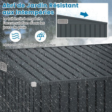 Load image into Gallery viewer, Abri de Jardin Extérieur Abri à Outils de Jardin avec 2 Portes Design Incliné Aérations Cadre en Métal Galvanisé 235x117x185cm Gris Foncé -