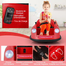 Load image into Gallery viewer, Auto-tamponneuse Electrique 12V pour Enfants Alimentée par Batterie Télécommande Lumières LED Musique pour les 2-5 Ans Rose/Rouge/Bleu -