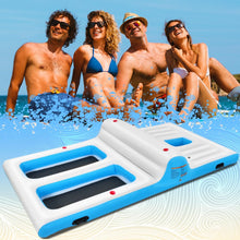 Load image into Gallery viewer, Île de Piscine Gonflable pour 4 Personnes avec Pompe Glacière Porte-Gobelets 360 x 197 x 66cm -