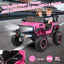 Load image into Gallery viewer, Voiture lectrique 24v pour Enfants 2 Places Tlcommande Musique Histoire Klaxon Usb Fonction de Dmarrage Lent Suspensions  Ressort Blanc/Noir/Rose/Violet -