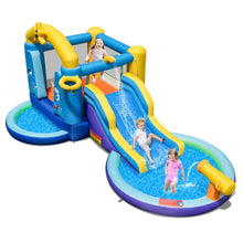 Load image into Gallery viewer, Ch芒teau Gonflable Ocan 6 en 1 avec Souffleur 680W Toboggan Aquatique &amp; 2 Piscines Maison de Rebond Gonflable Charge 90kg -
