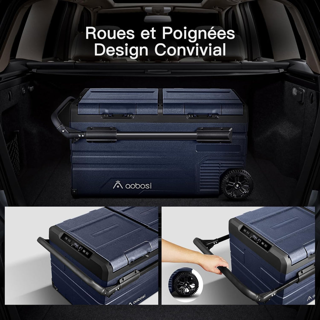 115L Glaciere Electrique Double Zone,Glaciere a Compression WiFi APP,12 V/24 V et 100-240 V Frigo Camping,-20 鈩 20 鈩pour Voiture,Camion,Bateau,Camping,Car,Caravanes,Voyageant,Maison