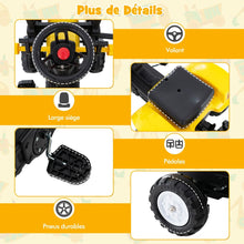 Load image into Gallery viewer, 3 en 1 Tracteur pour Enfant avec 6 Roues Jouet Pelle Remorque Amovible avec Volant Klaxon 3  6 Ans Jaune/Vert -