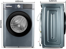 Load image into Gallery viewer, CHiQ Lave-linge CFL80-14586IM3XA, Chargement frontal 8 kg,Space Pro,Moteur Inverter stable, 1400 tr/min, Programme intelligent à IA, Fonction vapeur, Lavage rapide 15 minutes, 15 cycles lavage, Gris