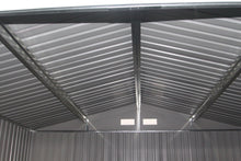 Load image into Gallery viewer, Abri de Jardin en Tôle Galvanisée Cabane de Rangement à Outils Porte Double 2 Aérations,277x191x192cm,Gris et Blanc -