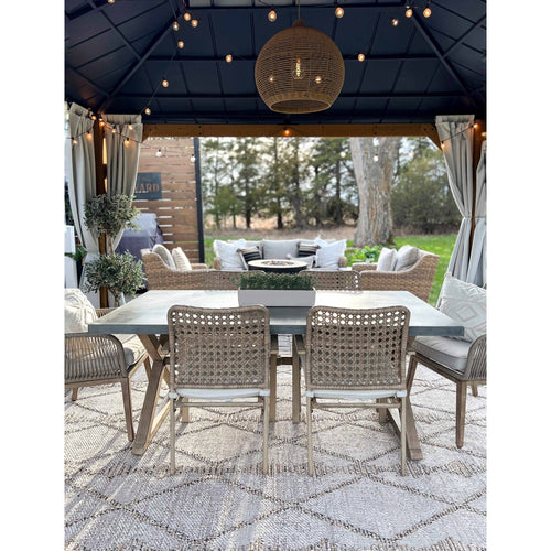 Hauteloom Nyla Living Room, Bedroom Patio Outdoor Area Rug - Farmhouse - Beige,Tan - 6'7 inch x 9', Size: 6'7 x 9'