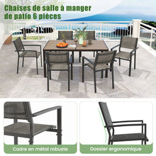 Load image into Gallery viewer, Ensemble de Meubles de Patio 7 Pices pour 6 Personnes Salon de Jardin avec 6 Chaises Empilables et Table Rectangulaire Gris -