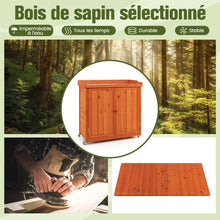 Load image into Gallery viewer, Costwy Rangement de Jardin Armoire en Bois Table de Jardinage avec Etagère Amovible 4 Roues Universelles Plateau en Acier Galvanisé -