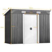Load image into Gallery viewer, Abri de Jardin  l'Extrieur en Acier Galvanis avec 2 Portes,4 Bouches d'Aration pour Stocker Outils 238 x 131 x 181CM Gris+Blanc -