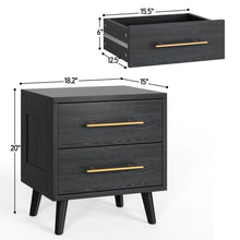 Load image into Gallery viewer, Bedroom Set - Includes Full Size Bed Frame (Dark Gray), Nightstands, 5 - Drawer Dresser &amp; Double Wide 6 - Drawer Dresser - Modern Storage Solution for Stylish Home Decor, Black