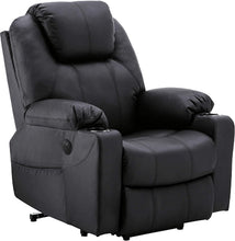 Load image into Gallery viewer, Aide à l'arrimage électrique MCombo, Fauteuil TV, Fauteuil Relaxant, Massage, Chauffage, Connexion USB réglable électriquement, Simili cuir, Noir