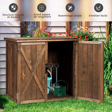 Load image into Gallery viewer, Armoire de Jardin Exterieur en Bois 77,5 x 56 x 72 cm Abri  Outils avec Double Portes Marron -