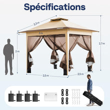 Load image into Gallery viewer, VIVOHOME Tente Écran Tonnelle Pliante Portable résistant à l'eau Barnum Pavillon de Jardin avec Moustiquaire 2 Portes à Fermeture Éclair et Sac Roulant (Beige &amp; Marron, 3x3 m)
