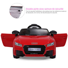 Load image into Gallery viewer, Voiture TTRS Electrique pour Enfants 12V Max. 5 Km/h Double Porte avec Télécommande 2.4G Blanc/Rouge -