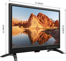Load image into Gallery viewer, TV 19 Pouces,Full HD 1080P LED avec Récepteur Numérique T2/H.256 DTT Freeview, 12v avec HDMI USB et entrée RCA VGA,Convient pour la Chambre,la Cuisine,Camping Car (1920 * 1080)