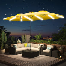 Load image into Gallery viewer, AECOJOY 15ft Patio Double-Sided Umbrella, 156 PCS Solar LED Light Outdoor Large Umbrella, Yellow