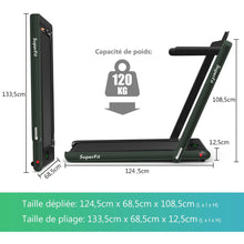 Load image into Gallery viewer, 2 en 1 Tapis de Course Electrique Pliable 1  12 Km/H avec Haut-parleur Bluetooth Tlcommande Moteur 0,75HP Vert/Blanc/Noir/Rouge/Or/Noir et Argent/Bleu -