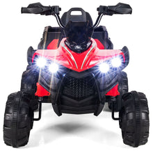 Load image into Gallery viewer, 12V Quad Electrique Enfants avec Lumières LED et Musique Véhicule Electrique Enfants avec Démarrage Lent Charge 30kg 129 x 69 x 72 cm Noir/Rouge -