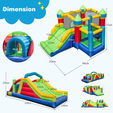 Load image into Gallery viewer, Château Gonflable pour 4 Enfants avec 2 Toboggans Tunnels Zone de Rebond Escalade Obstacles Maison de Jeu avec Souffleur de 680 W -