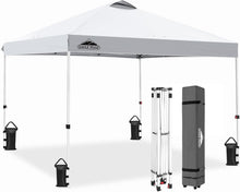 Load image into Gallery viewer, EAGLE PEAK Pop-up tonnelle de Jardin Pliable 3x3m, Tente Pliante avec Pieds Droits Hauteur réglable auvent pour Camping Plage Festival avec Sac à roulettes (Blanc)