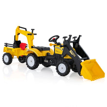 Load image into Gallery viewer, 3 en 1 Tracteur pour Enfant avec 6 Roues Jouet Pelle Remorque Amovible avec Volant Klaxon 3  6 Ans Jaune/Vert -