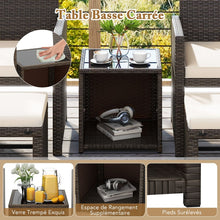 Load image into Gallery viewer, Ensemble Meuble de Salon 5PCS Salon de Jardin en Rotin PE avec Coussin pour Balcon Piscine Terrasse Gris/Blanc -