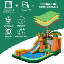 Load image into Gallery viewer, 7 en 1 Château Gonflable Tropical à Thème Singe &amp; Palmier avec Toboggan Aquatique avec Piscine &amp; 50 Boules Charge 90kg pour 2 Enfants de 3-10 Ans -